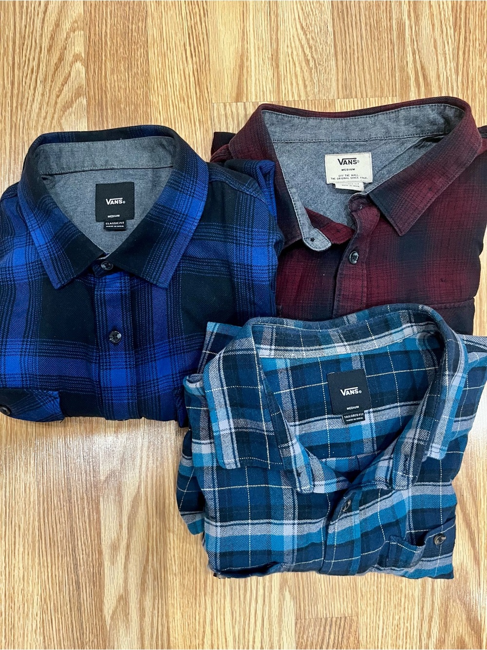 Vans Men’s Plaid Button-Down Shirts - Blue, Navy, Burgundy